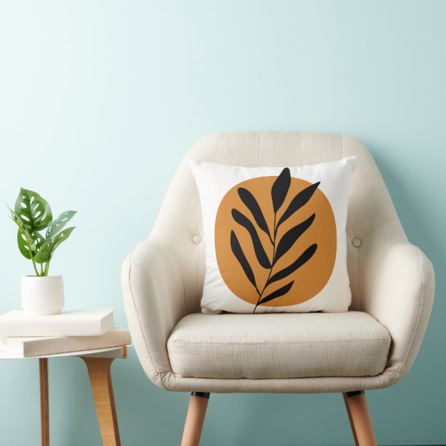 Botanical Boho Earthy Colour Abstract Leaf Art Cushion (Chair)