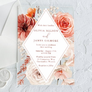 Botanical Boho Floral Frame Wedding Acrylic Invitations