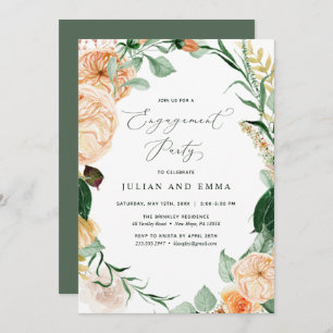Botanical Boho Floral Neutral Engagement Party Inv Invitation