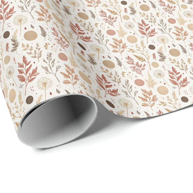 Botanical Boho Floral Pattern Design 396 Wrapping Paper (Roll Corner)
