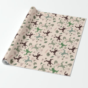 Botanical Boho Frogs Pattern Wrapping Paper