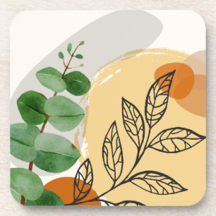 Botanical Boho Green Orange Coaster