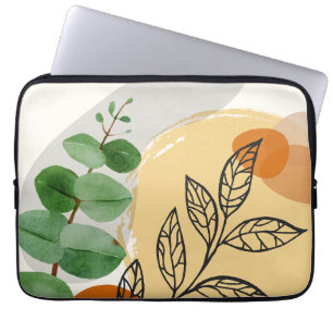 Botanical Boho Green Orange Laptop Sleeve