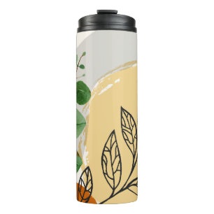 Botanical Boho Green Orange Thermal Tumbler