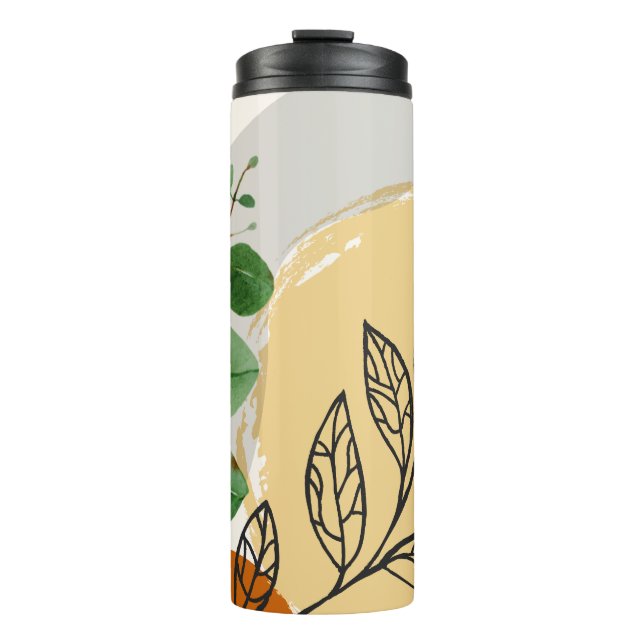 Botanical Boho Green Orange Thermal Tumbler (Front)