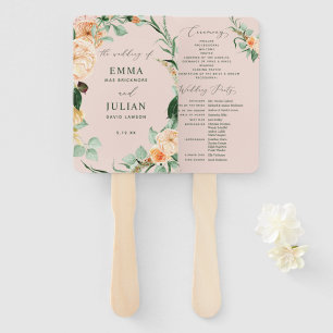 Botanical Boho Greenery Blush Pink Wedding Program Hand Fan