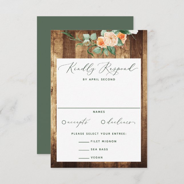 Botanical Boho Greenery Farmhouse Barn Wedding RSVP Card (Front/Back)
