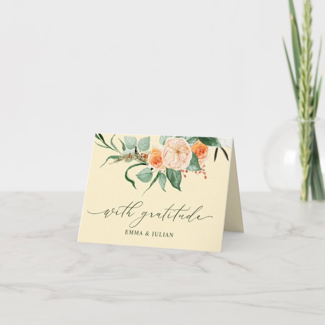 Botanical Boho Greenery Personalised Names Wedding Thank You Card (Front)