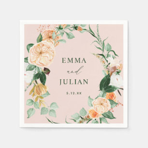 Botanical Boho Greenery Pink Personalised Wedding Napkin