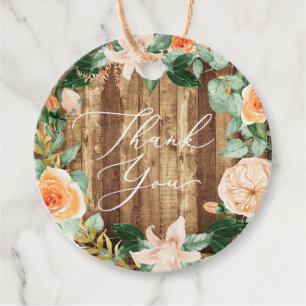 Botanical Boho Greenery Rustic Wood Thank you Favour Tags