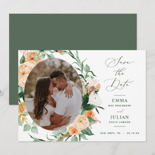 Botanical Boho Greenery Sage Green Neutral Photo Save The Date