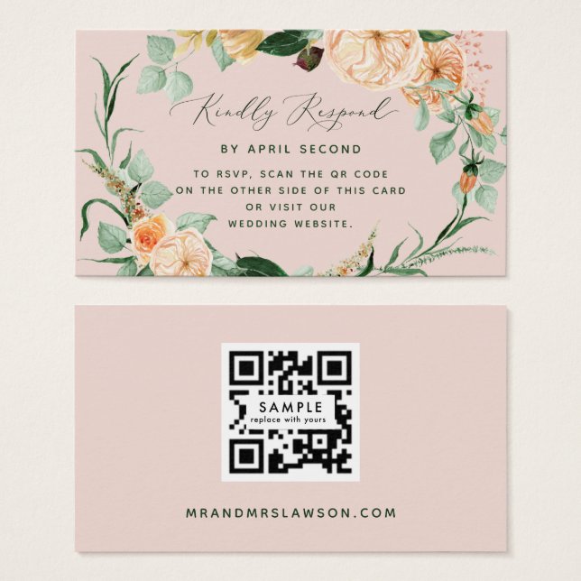 Botanical Boho Greenery Wedding QR Code RSVP Card (Front & Back)