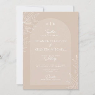 Botanical Boho Neutral Colour Arch Photo Wedding Invitation