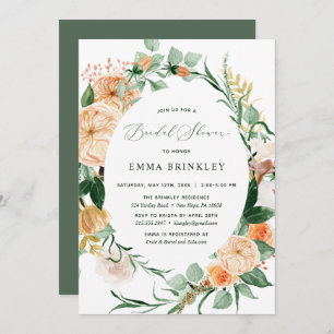 Botanical Boho Neutral Greenery Bridal Shower Invitation