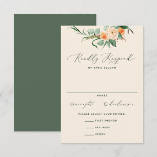 Botanical Boho Neutral Greenery Peach Wedding RSVP Card