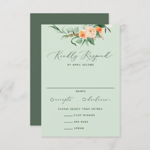 Botanical Boho Neutral Greenery Sage Green Wedding RSVP Card