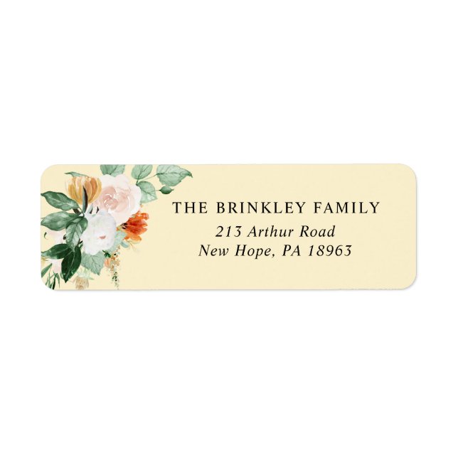 Botanical Boho Pastel Yellow Floral Return Address (Front)