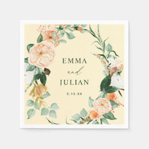 Botanical Boho Pastel Yellow Personalised Wedding Napkin