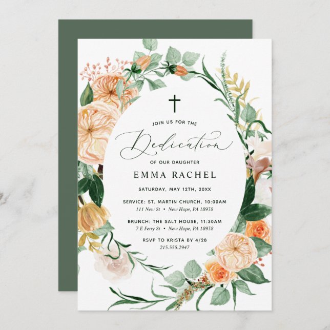 Botanical Boho Personalised Greenery Dedication Invitation (Front/Back)