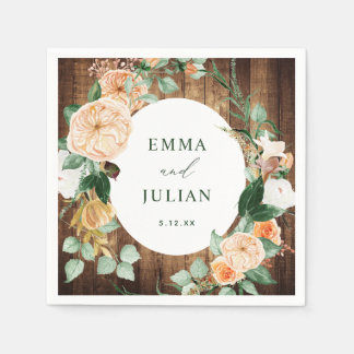 Botanical Boho Personalised Rustic Barn Wedding Napkin