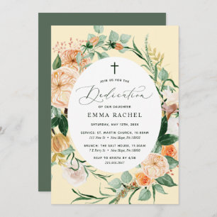 Botanical Boho Personalised Yellow Dedication Invitation