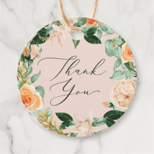 Botanical Boho Pink Greenery Watercolor Thank you Favour Tags