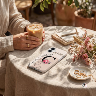 Botanical Boho Retro with Name 1st Capital C iPhone 16 Case
