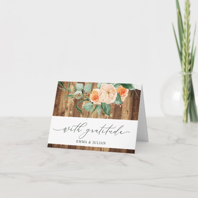 Botanical Boho Rustic Personalised Barn Wedding Thank You Card (Front)