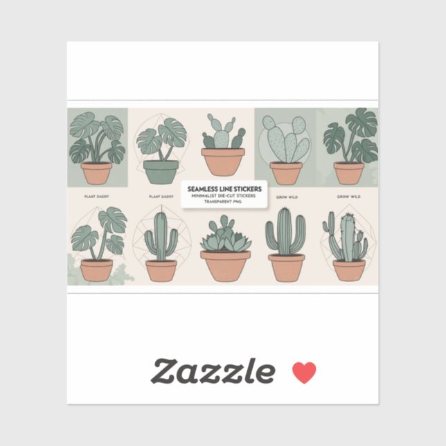 Botanical Boho Sticker Set - 12 Minimalist Plant S (Sheet)