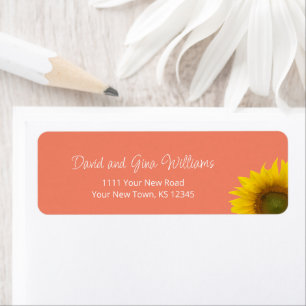 Botanical Boho Sunflower Peach Return Address
