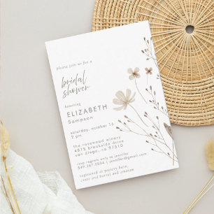 Botanical Boho Wildflower Floral Bridal Shower Invitation