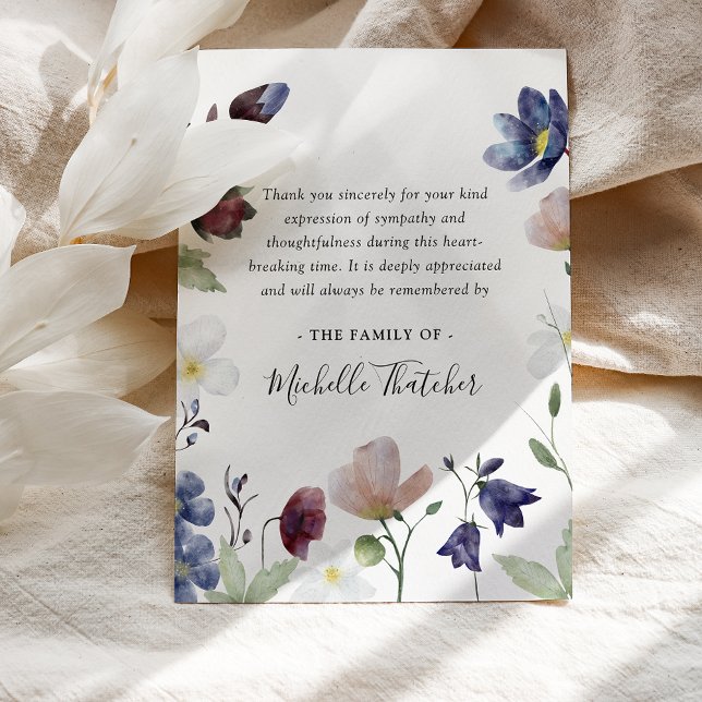 Botanical Boho Wildflowers Funeral Thank You Card (Creator Uploaded)