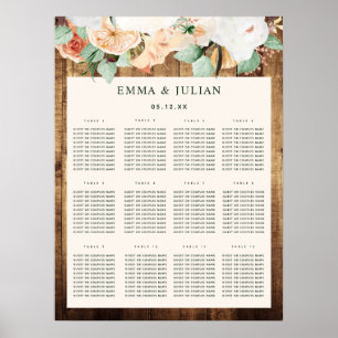 Botanical Boho Woodgrain Wedding Seating Chart 