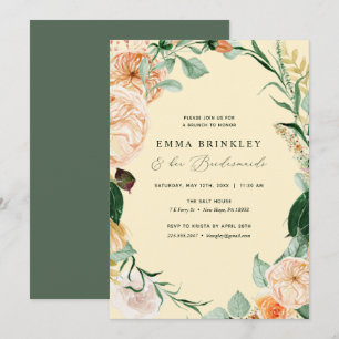 Botanical Boho Yellow Bridesmaids Luncheon Brunch Invitation