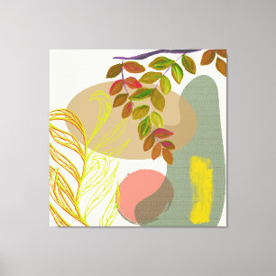 Botanical Boho Yellow Green Canvas Print