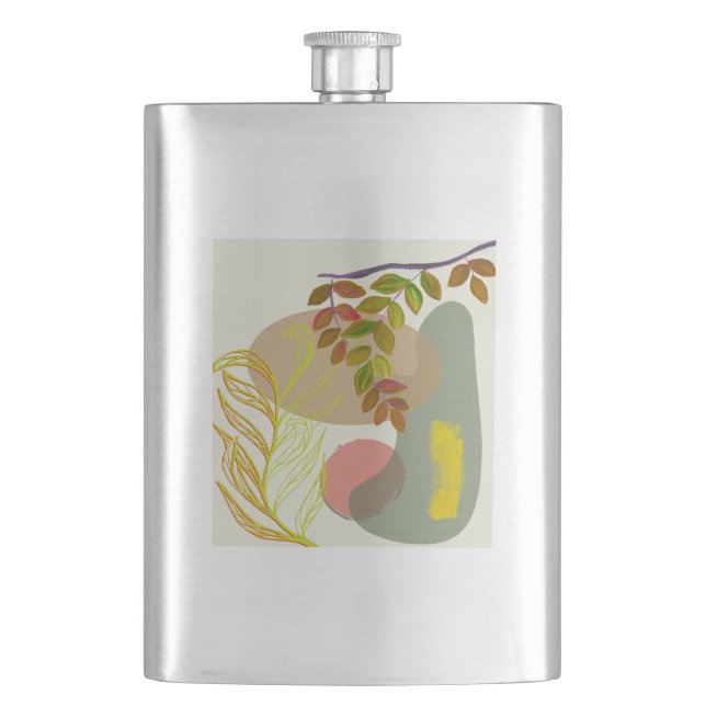 Botanical Boho Yellow Green Hip Flask (Front)