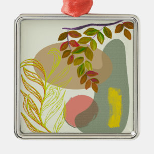 Botanical Boho Yellow Green Metal Tree Decoration