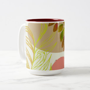 Botanical Boho Yellow Green Two-Tone Coffee Mug