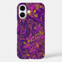 Botanical Bold Floral Pattern in Dark Purple