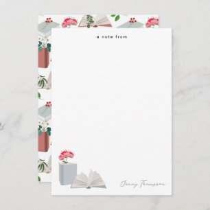 Botanical Books & Library Reading Custom Name Card