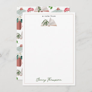 Botanical Books & Library Reading Pattern Card