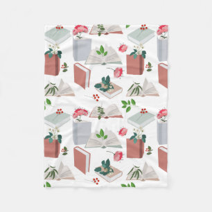 Botanical Books & Library Reading Pattern Fleece Blanket
