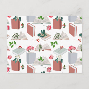 Botanical Books & Library Reading Pattern Holiday Postcard