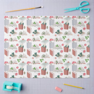 Botanical Books & Library Reading Pattern Tissue Paper