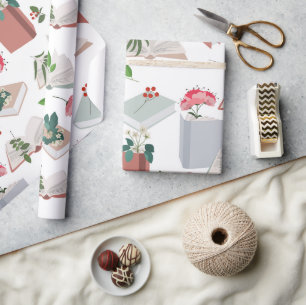 Botanical Books & Library Reading Pattern Wrapping Paper