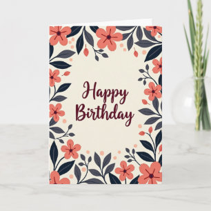 Botanical Border Birthday Card