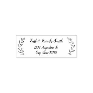 Botanical Border Script Return Address Self-inking Stamp