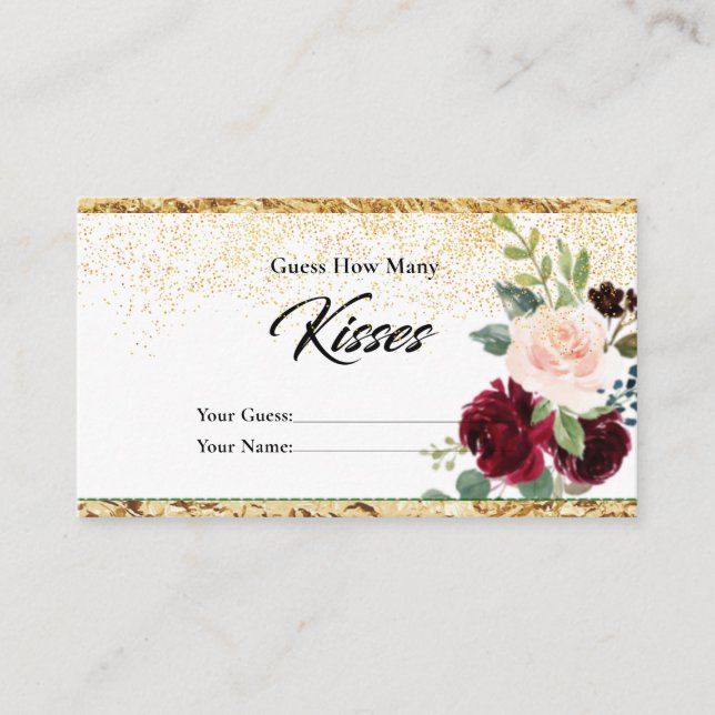 Botanical Bouquet How Many Kisses Bridal  Enclosu Enclosure Card (Front)