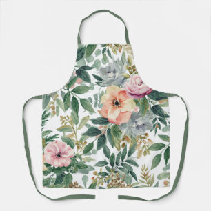 Botanical Bouquet Watercolor Eucalyptus Leaves Apron