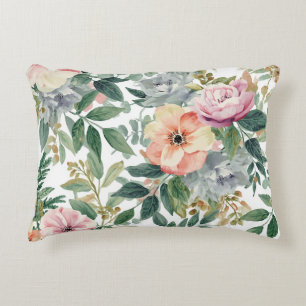 Botanical Bouquet Watercolor Eucalyptus Leaves Decorative Cushion
